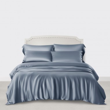 Buy Misty Blue 3 PCS 22 Momme Mulberry Silk Duvet Cover Set