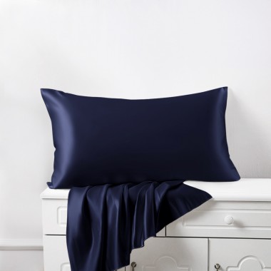 Buy Navy 22 Momme Mulberry Silk Pillowcase with Hidden Zipper