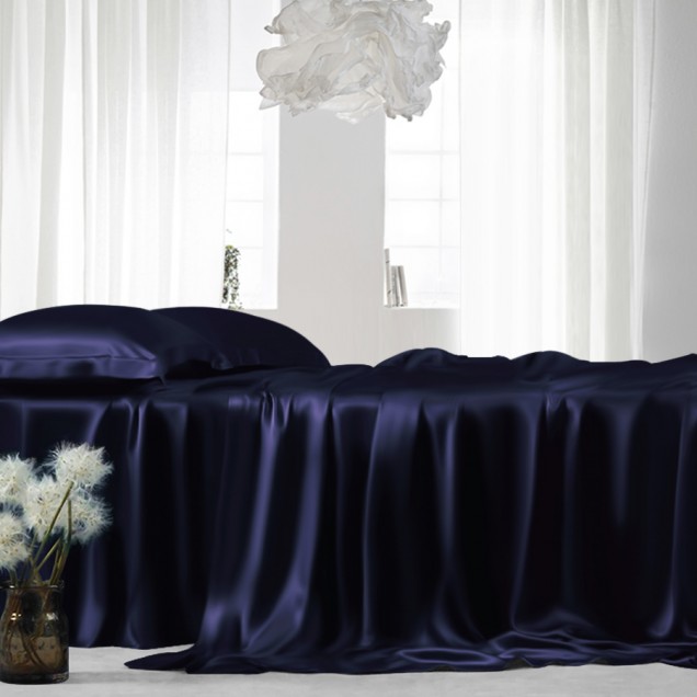 Buy Navy 22 Momme Mulberry Silk Sheet Set Buy Navy 22 Momme Mulberry Silk Sheet Set
