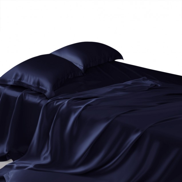 Buy Navy 22 Momme Mulberry Silk Sheet Set Buy Navy 22 Momme Mulberry Silk Sheet Set