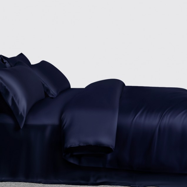 Buy Navy 3 PCS 22 Momme Mulberry Silk Duvet Cover Set