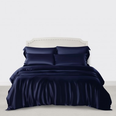 Buy Navy 3 PCS 22 Momme Mulberry Silk Duvet Cover Set