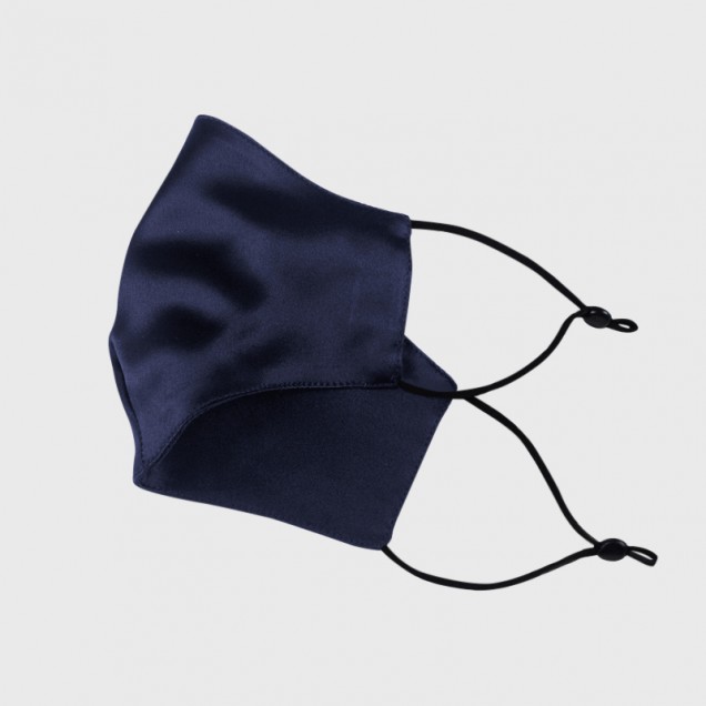 Buy Navy & Black Double-Sided 22 Momme Silk Face Mask Buy Navy & Black Double-Sided 22 Momme Silk Face Mask