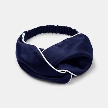 Buy Navy & Ivory Silk Headband