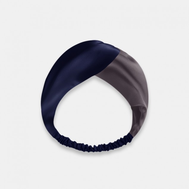 Buy Navy & Slate Gray Mulberry Silk Headband Buy Navy & Slate Gray Mulberry Silk Headband