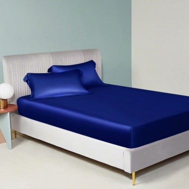 Buy Royal Blue 22 Momme Mulberry Silk Fitted Sheet