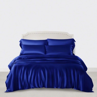 Buy Royal Blue 3 PCS 22 Momme Mulberry Silk Duvet Cover Set