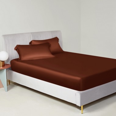 Buy Rust Red 22 Momme Mulberry Silk Fitted Sheet