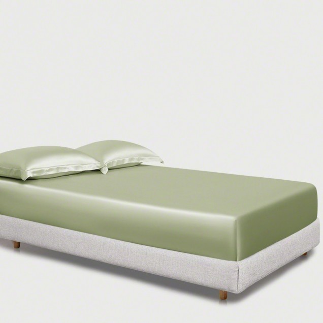 Buy Sage Green 22 Momme Mulberry Silk Fitted Sheet Buy Sage Green 22 Momme Mulberry Silk Fitted Sheet