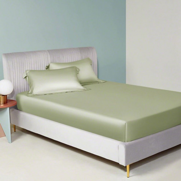 Buy Sage Green 22 Momme Mulberry Silk Fitted Sheet Buy Sage Green 22 Momme Mulberry Silk Fitted Sheet