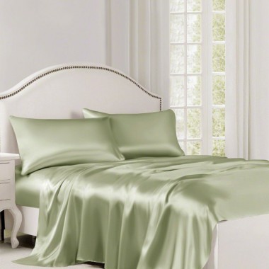 Buy Sage Green 22 Momme Mulberry Silk Flat Sheet