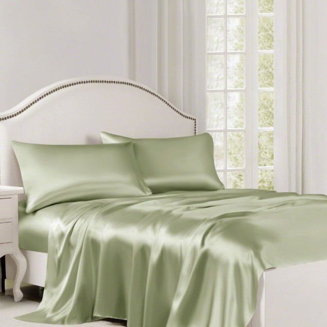 Buy Sage Green 22 Momme Mulberry Silk Flat Sheet