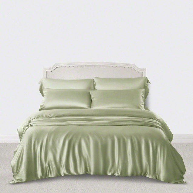Buy Sage Green 3 PCS 22 Momme Mulberry Silk Duvet Cover Set Buy Sage Green 3 PCS 22 Momme Mulberry Silk Duvet Cover Set