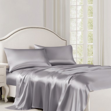 Buy Silver 22 Momme Mulberry Silk Flat Sheet