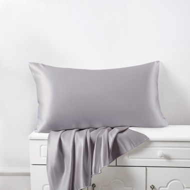 Buy Silver 22 Momme Mulberry Silk Pillowcase with Hidden Zipper