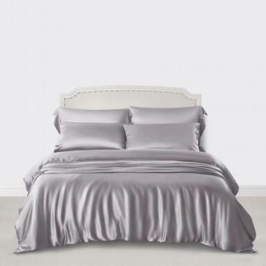 Buy Silver 3 PCS 22 Momme Mulberry Silk Duvet Cover Set