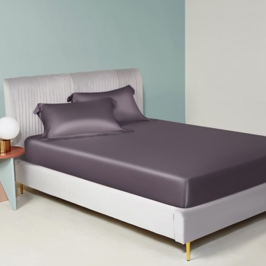 Buy Slate Gray 22 Momme Mulberry Silk Fitted Sheet