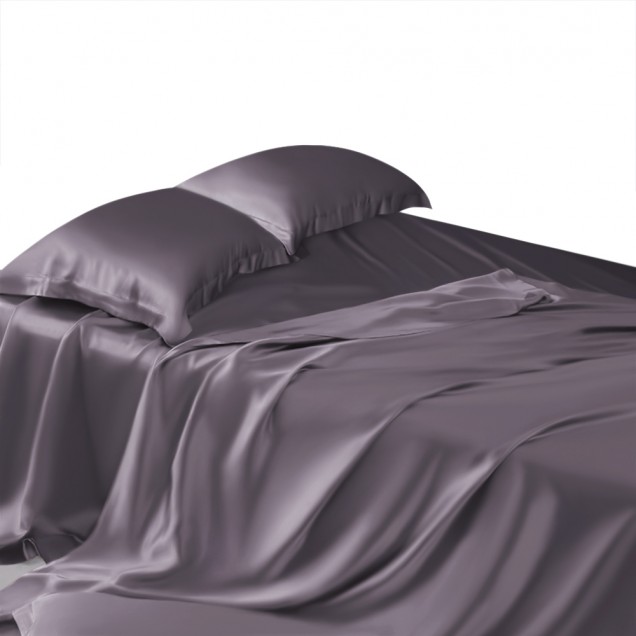 Buy Slate Gray 22 Momme Mulberry Silk Flat Sheet