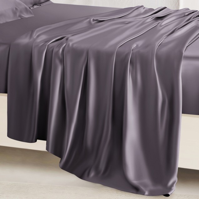 Buy Slate Gray 22 Momme Mulberry Silk Flat Sheet