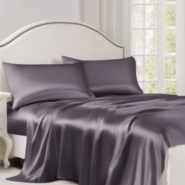 Buy Slate Gray 22 Momme Mulberry Silk Flat Sheet
