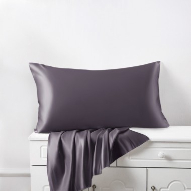 Buy Slate Gray 22 Momme Mulberry Silk Pillowcase with Hidden Zipper