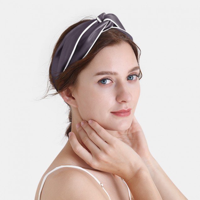 Buy Slate Gray & Ivory Silk Headband Buy Slate Gray & Ivory Silk Headband