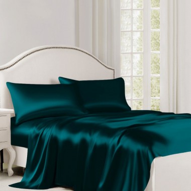 Buy Teal 22 Momme Mulberry Silk Flat Sheet