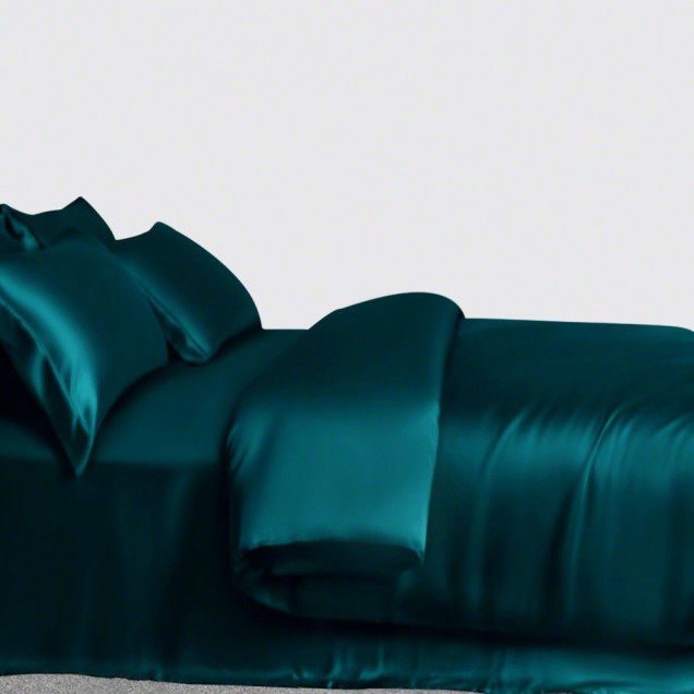 Buy Teal 3 PCS 22 Momme Mulberry Silk Duvet Cover Set