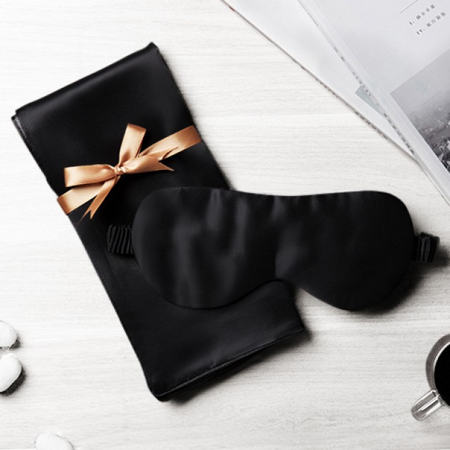 Buy Two Piece Silk Gift Set Black Pillowcase & Eye Mask