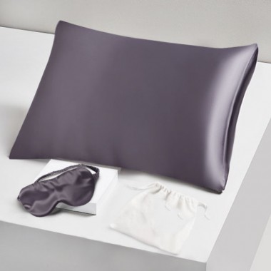 Buy Two Piece Silk Gift Set Slate Gray Pillowcase & Eye Mask