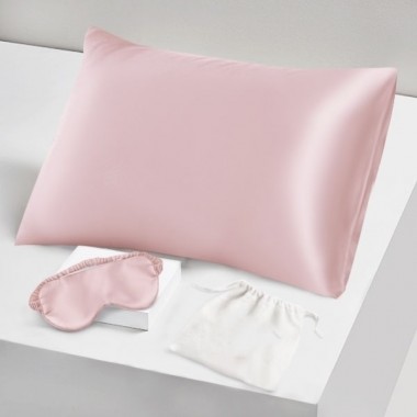 Buy Two Piece Silk Gift Set Suede Rose Pillowcase & Eye Mask