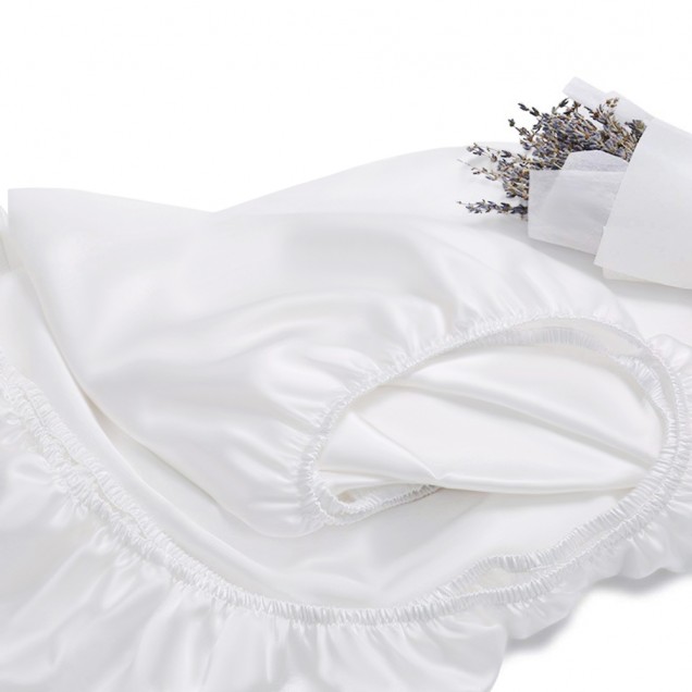 Buy White 22 Momme Mulberry Silk Fitted Sheet