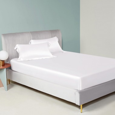 Buy White 22 Momme Mulberry Silk Fitted Sheet