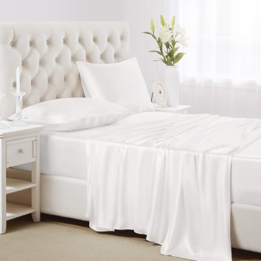 Buy White 22 Momme Mulberry Silk Sheet Set